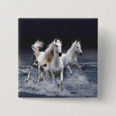 Paarden die lopen met kussens vierkante button 5,1 cm (Voorkant)
