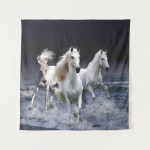 Paarden die lopen met kussens wandkleed