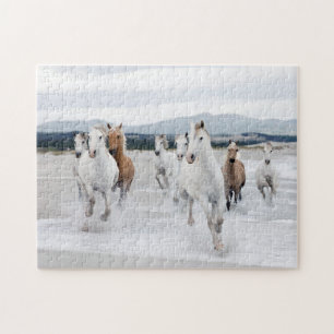 Paarden die lopen op de Beach Jigzaag Puzzle Legpuzzel