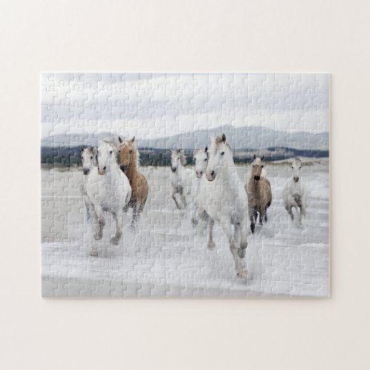 Paarden die lopen op de Beach Jigzaag Puzzle Legpuzzel (Horizontaal)