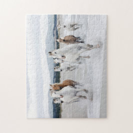 Paarden die lopen op de Beach Jigzaag Puzzle Legpuzzel