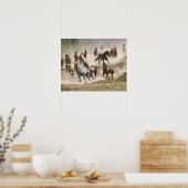 Paarden die lopen tijdens de rondleiding in Montan Poster (Keuken)