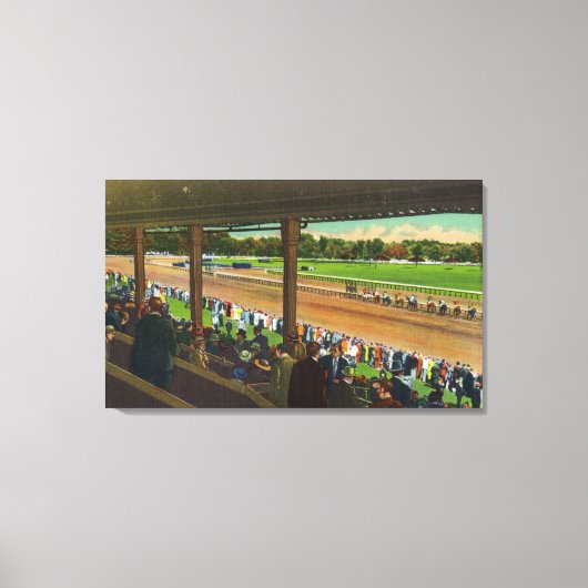 Paarden die naar de Post gaan bij Race Track Canvas Afdruk (Voorkant)
