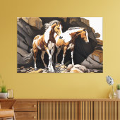 Paarden die naast elkaar van Canvas drukken staan (Insitu (Woonkamer))