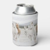Paarden die op het strand lopen blikjeskoeler (Blikje Voorkant)