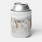 Paarden die op het strand lopen blikjeskoeler (Blikje Achterkant)