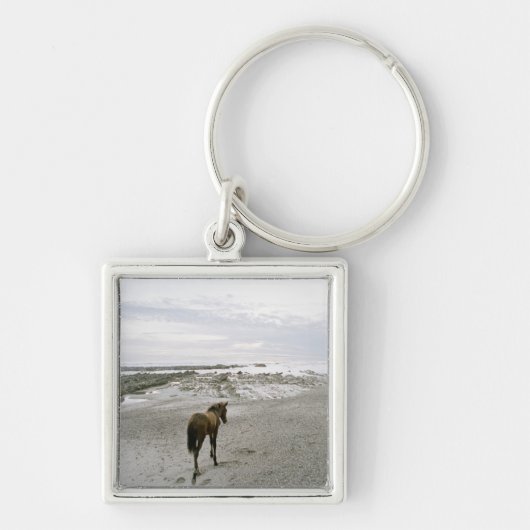 Paarden die op het strand lopen sleutelhanger (Voorkant)