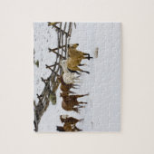 Paarden die op sneeuw lopen legpuzzel (Verticaal)