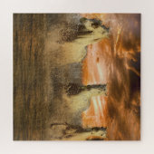 Paarden die op strand lopen op Sunset Puzzle Legpuzzel (Horizontaal)