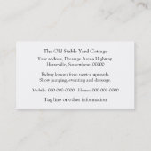 Paarden die over een hek springen visitekaartje (Achterkant)