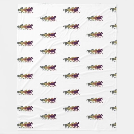 Paarden die over wit lopen fleece deken (Voorkant)