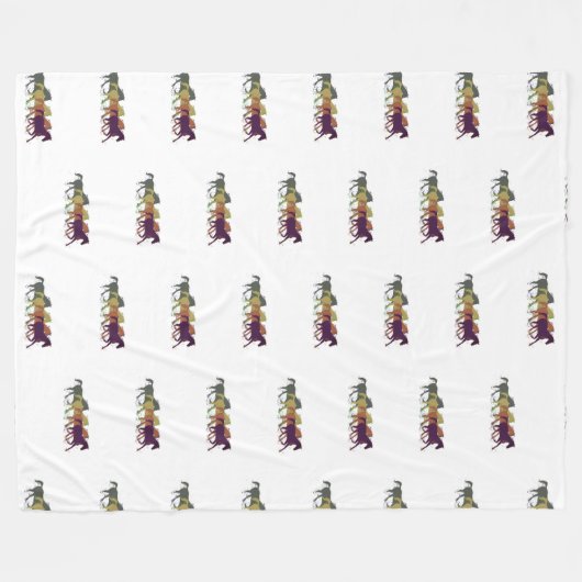 Paarden die over wit lopen fleece deken (Voorkant (Horizontaal))