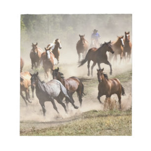 Paarden die rennen tijdens round-up, Montana Notitieblok