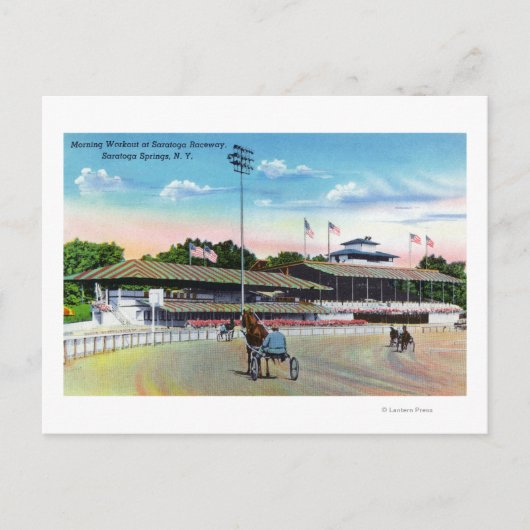 Paarden die 's ochtends een baan op het spoor krij briefkaart (Voorkant)