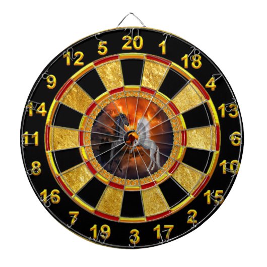 Paarden die vechten in een slecht bliksemstorm dartbord (Voorkant)