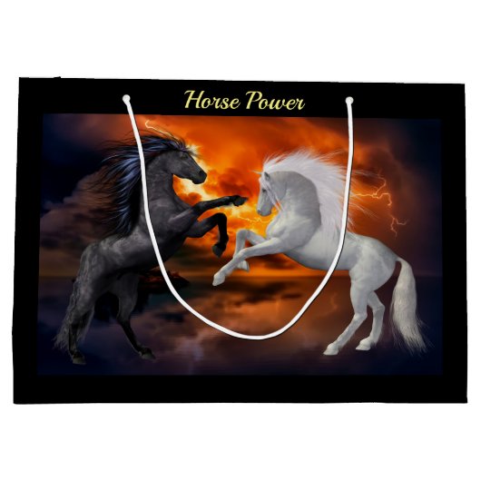 Paarden die vechten in een slecht bliksemstorm large cadeautasje (Achterkant)