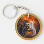 Paarden die vechten in een slecht bliksemstorm sleutelhanger (Voorkant)