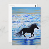 Paarden die vrij lopen door het Zee schilderen Briefkaart (Voorkant / Achterkant)