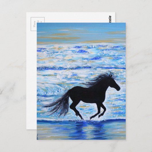 Paarden die vrij lopen door het Zee schilderen Briefkaart (Voorkant / Achterkant)