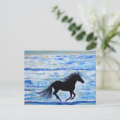 Paarden die vrij lopen door het Zee schilderen Briefkaart (Staand voorkant)
