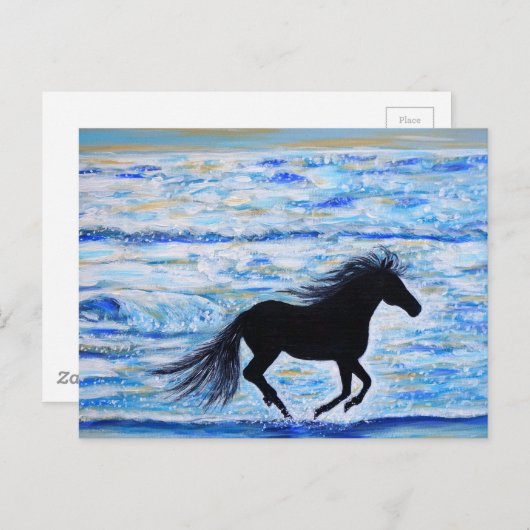 Paarden die vrij lopen door het Zee schilderen Briefkaart (Voorkant / Achterkant)