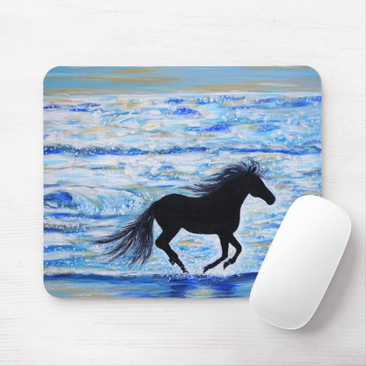 Paarden die vrij lopen door het Zee schilderen Muismat (Met muis)
