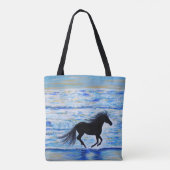 Paarden die vrij lopen door het Zee schilderen Tote Bag (Achterkant)