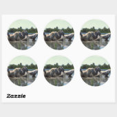 Paarden die water kruisen ronde sticker (Vel)
