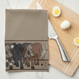 Paarden door figdewdrop keukenhanddoek 