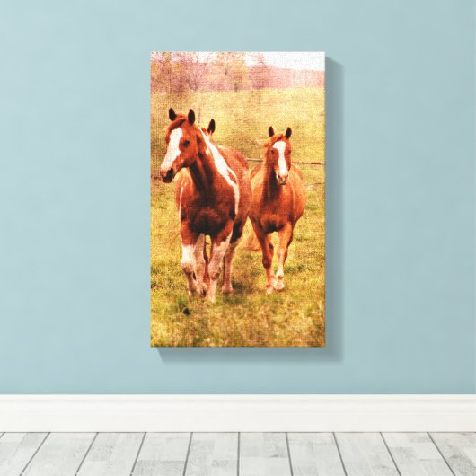 Paarden draaien canvas afdruk (Insitu (Houten vloer))