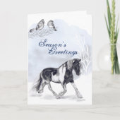 Paarden draaien in de Sneeuwkerstfeestdag Kaart (Voorkant)