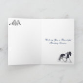 Paarden draaien in de Sneeuwkerstfeestdag Kaart (Binnen)