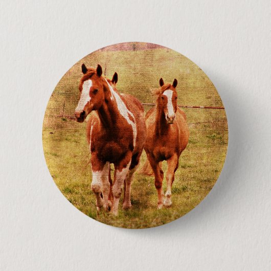 Paarden draaien ronde button 5,7 cm (Voorkant)