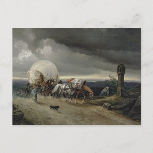 Paarden Drawing Carts up a Hill, 1856 Briefkaart (Voorkant)