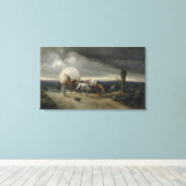 Paarden Drawing Carts up a Hill, 1856 Canvas Afdruk (Insitu (Houten vloer))