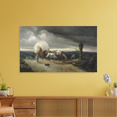 Paarden Drawing Carts up a Hill, 1856 Canvas Afdruk (Insitu (Woonkamer))