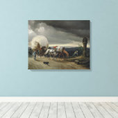 Paarden Drawing Carts up a Hill, 1856 Canvas Afdruk (Insitu (Houten vloer))