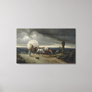 Paarden Drawing Carts up a Hill, 1856 Canvas Afdruk