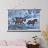 Paarden drijven in de winter hangend wandkleed (Slaapkamer)