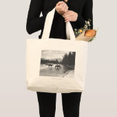 Paarden drink en passerende een rivier grote tote bag (Voorkant (product))