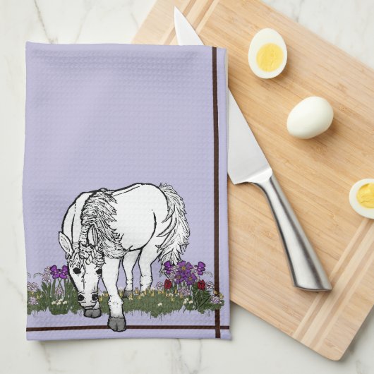 Paarden Eenhoorn door figdewdrop keukenhanddoek (Quarter Fold)