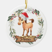 Paarden eerste kerstvierkant met keramisch Ornamen Keramisch Ornament (Voorkant)
