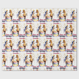 Paarden elegant in feest petten happy birthday cadeaupapier