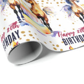 Paarden elegant in feest petten happy birthday cadeaupapier (Rol Hoek)