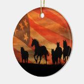 Paarden en Amerikaanse vlag Keramisch Ornament (Links)