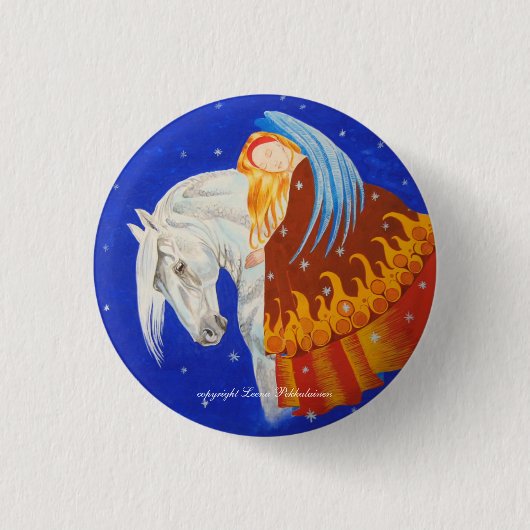 Paarden en Angel Ronde Button 3,2 Cm (Voorkant)