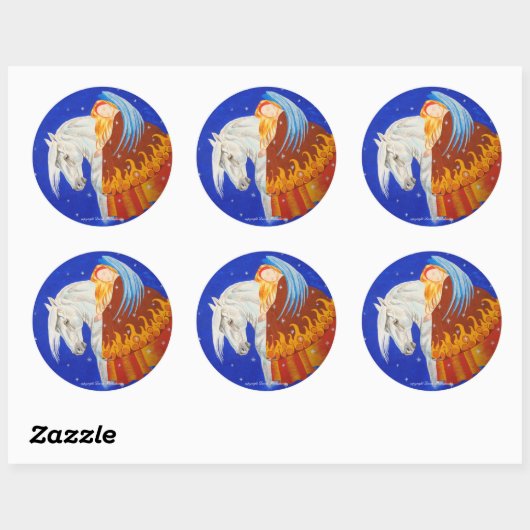 Paarden en Angel Ronde Sticker (Vel)