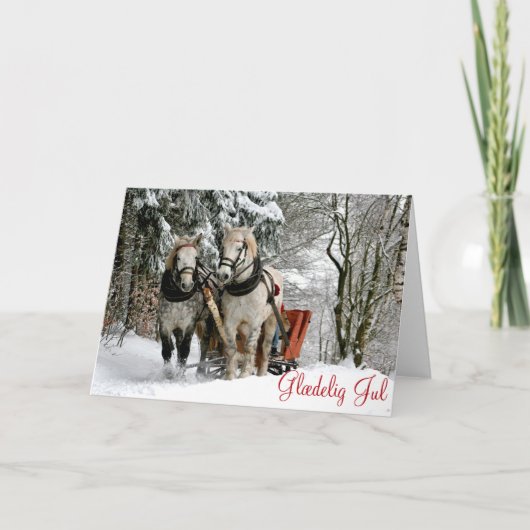 Paarden en Ar in Deense Kerstmis van de Winter Feestdagen Kaart (Voorkant)