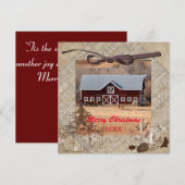 Paarden en Barn Merry-Kaart voor kerstmis (Voorkant / Achterkant)