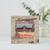 Paarden en Barn Merry-Kaart voor kerstmis (Staand voorkant)